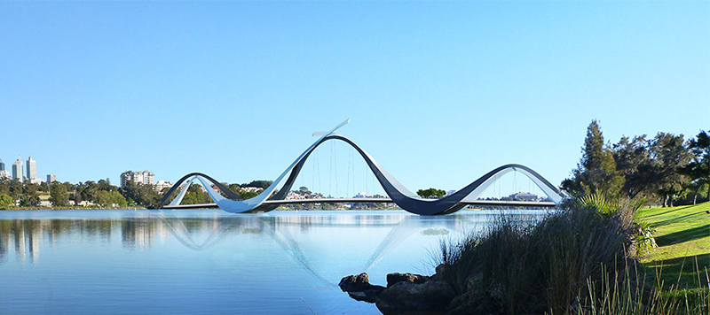 Swan River Pedestrian Bridge View From Burswood Peninsula